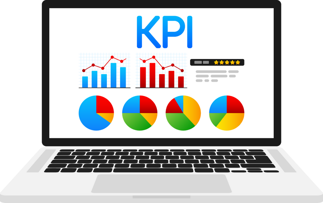 Flat icon with kpi for marketing design. Financial investmen